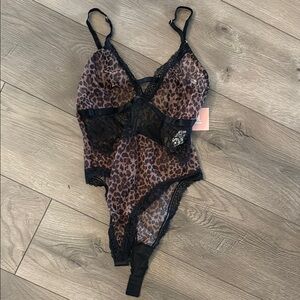 NWT Leopard Print Lace Bodysuit